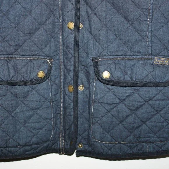 Lauren Ralph Lauren Quilted Denim Barn Jacket Corduroy Trim Collar Medium HW9832 - Picture 5 of 12